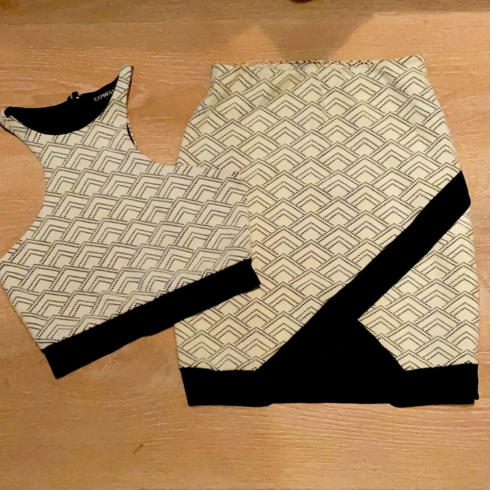 NWOT Black Two Piece Skirt & Racerback Crop Top